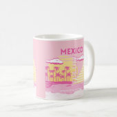 Tulum, Reisekunst, Preppy Art, Pink Kaffeetasse (VorderseiteRechts)