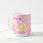 Tulum, Reisekunst, Preppy Art, Pink Kaffeetasse (Vorderseite Links)