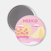 Tulum, Reisekunst, Preppy Art, Pink Magnet (Vorderseite/Rückseite)