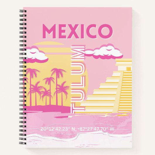 Tulum, Reisekunst, Preppy Art, Pink Notizblock (Vorderseite)