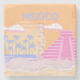 Tulum, Travel Art, Preppy Steinuntersetzer