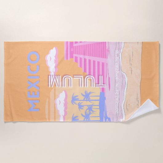 Tulum, Travel Art, Preppy Strandtuch (Vorderseite)