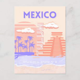 Tulum, Travel Art, Retro Art Feiertagspostkarte
