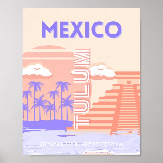 Tulum, Travel Art, Retro Art Poster (Vorne)