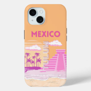 Tulum, Travel Art, Retro Art, Rosa, Orange Case-Mate iPhone Hülle