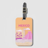 Tulum, Travel Art, Retro Art, Rosa, Orange Gepäckanhänger (Vorderseite Vertikal)