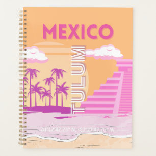Tulum, Travel Art, Retro Art, Rosa, Orange Planer