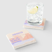 Tulum, Travel Art, Retro Art Steinuntersetzer (Seitenansicht)