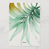 Tulum Watercolor Tropical Gold Palm Destination Einladung (Rückseite)