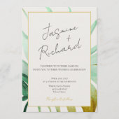 Tulum Watercolor Tropical Gold Palm Destination Einladung (Vorderseite)