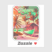 Tulum Yucatán Mexico Beach Wasserfarbe Sunset Aufkleber (Blatt)