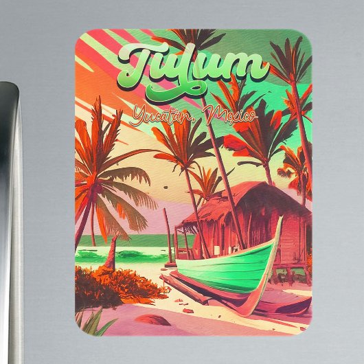 Tulum Yucatán Mexico Beach Wasserfarbe Sunset Magnet