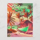 Tulum Yucatán Mexico Beach Wasserfarbe Sunset Postkarte (Vorderseite)