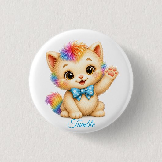 Tumble das Kätzchen Knopf Button (Vorderseite)
