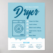 Tumble Dryer Instructions Laundromat Sign Poster (Vorne)