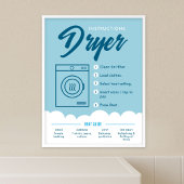 Tumble Dryer Instructions Laundromat Sign Poster