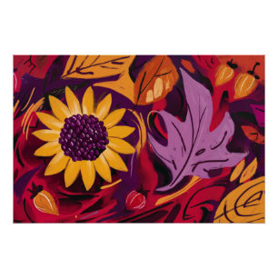 Tumbleblume, Herbstsonnenblumen in Bewegung Poster