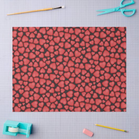 tumbled red hearts pattern seidenpapier (Basteln)