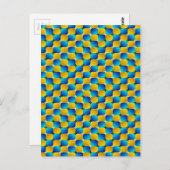 Tumbler #3 Optical Illusion Warping Blue/Yellow Postkarte (Vorne/Hinten)