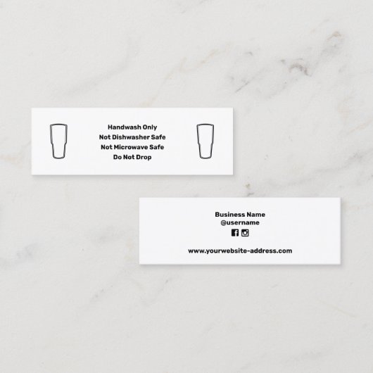 Tumbler Care Instructions Business Card Mini Visitenkarte (Vorne/Hinten)