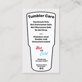 Tumbler Care Instructions Business Card Visitenkarte