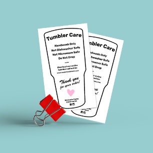 Tumbler Care Instructions Business Card Visitenkarte