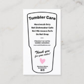 Tumbler Care Instructions Business Card Visitenkarte (Vorderseite)