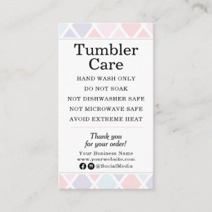 Tumbler Care Instructions Modern Pastel Diamond Visitenkarte
