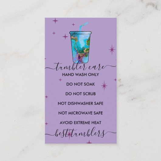 Tumbler care lila visitenkarte (Vorderseite)
