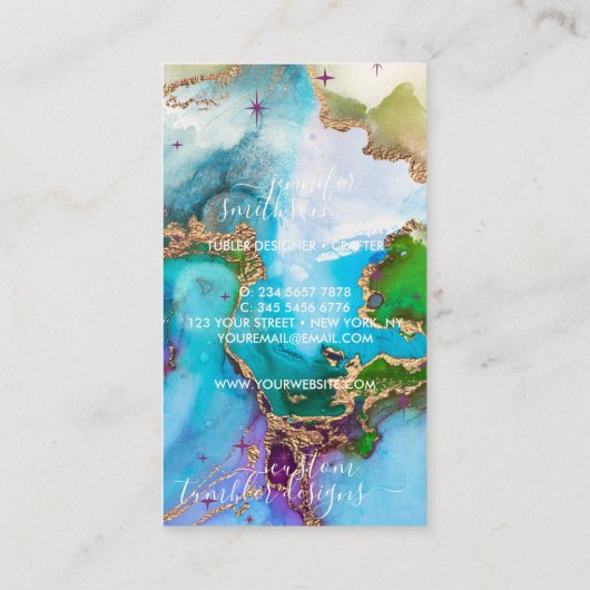 Tumbler Care Vinyl Tasse Art Instructions Visitenkarte (Rückseite)