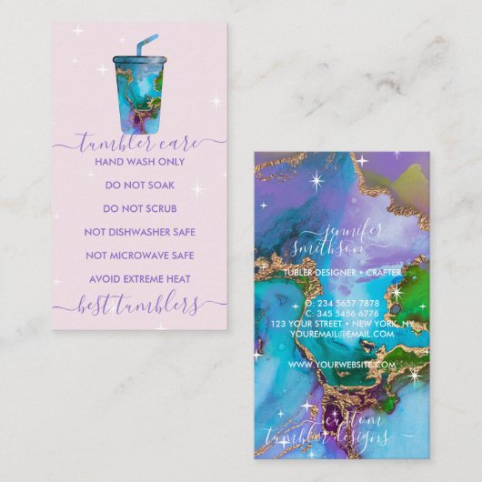 Tumbler care vinyltravel mug transfer deprint visitenkarte (Vorne/Hinten)