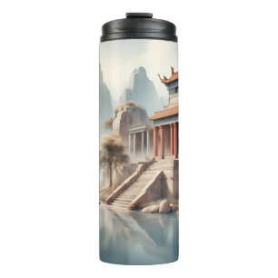 Tumbler - Friedlicher alter Tempel am Fluss Thermosbecher