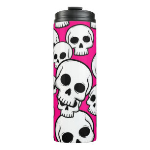 Tumbler mit rosa Totenkopfmuster Thermosbecher