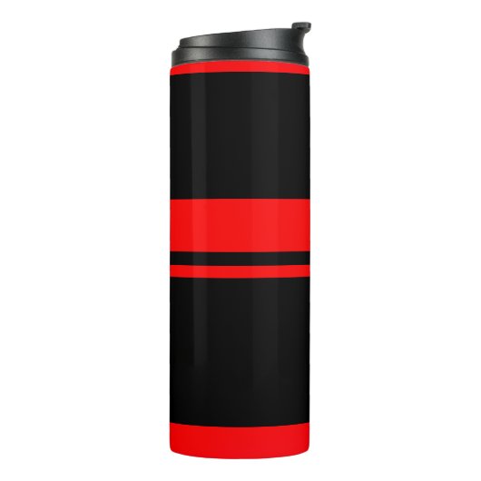 Tumbler mit schwarzen und roten Streifen Thermosbecher (Nach links gedreht)