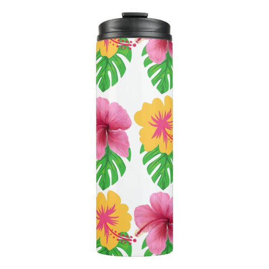 Tumbler mit tropischen Blumen Thermosbecher (Vorderseite)
