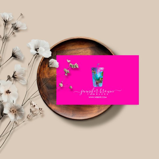 Tumbler ombré neon pink Tasse maker Visitenkarte