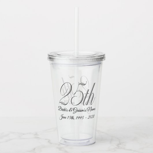Tumbler - Personalisiert 25. Hochzeitstag Acryltrinkbecher (Vorderseite)