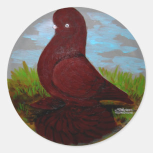 Tumbler Pigeon Red Muff Runder Aufkleber