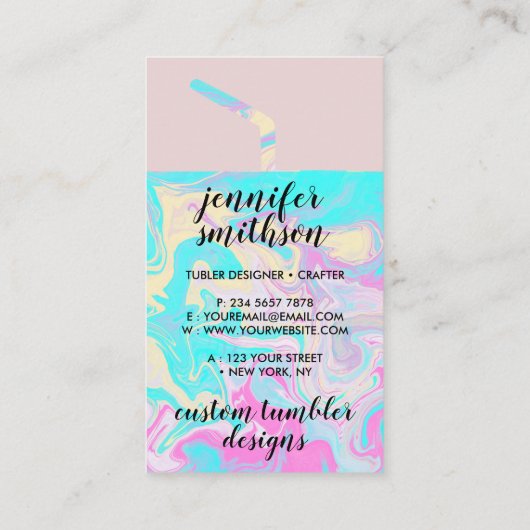 Tumbler Reise Schlammladen eleganter Marmor Visitenkarte (Rückseite)