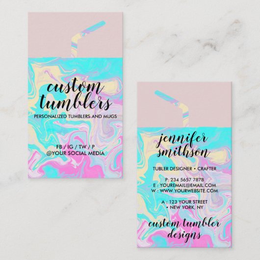Tumbler Reise Schlammladen eleganter Marmor Visitenkarte (Vorne/Hinten)