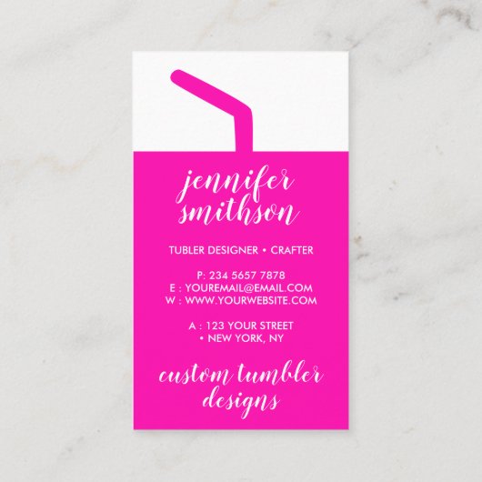 Tumbler Reise Schlammladen rosa Vertikal Visitenkarte (Rückseite)