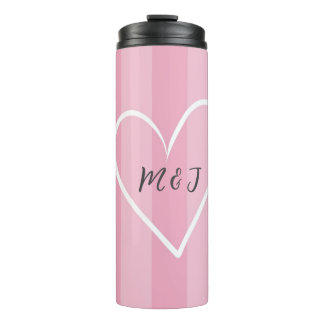Tumblers con iniciales grabada rosa amor  thermosbecher