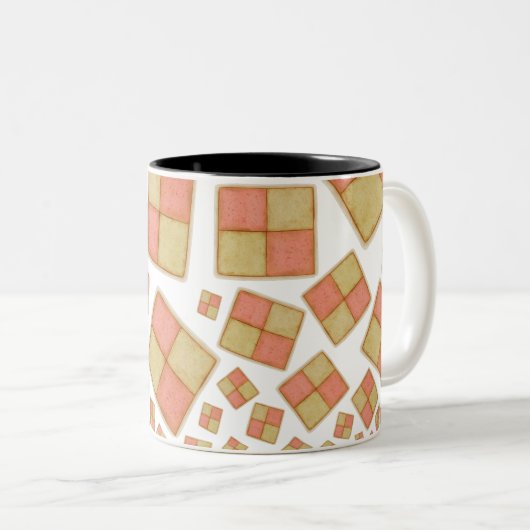 Tumbling Battenberg Cake Zwei-Tone-Kaffee-Tasse Zweifarbige Tasse (VorderseiteRechts)