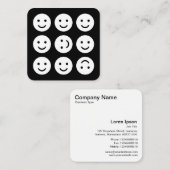 Tumbling Emojis - weiß auf schwarz Quadratische Visitenkarte (Vorne/Hinten)