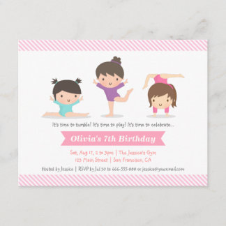 Tumbling Girls Gymnastik Geburtstagsparty Einladung