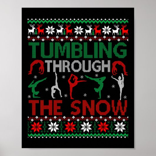 Tumbling Gymnastics Ugly Christmas Sweater Party Poster (Vorne)