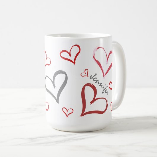Tumbling Hearts Kaffeetasse (VorderseiteRechts)