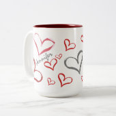 Tumbling Hearts Zweifarbige Tasse (Vorderseite Links)