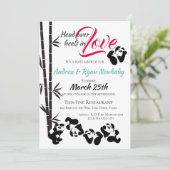 Tumbling Panda Baby Dusche Einladung (Stehend Vorderseite)