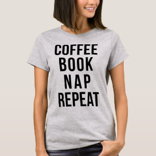 Tumblr T - Shirt Coffee Book Nickerchen Wiederholu